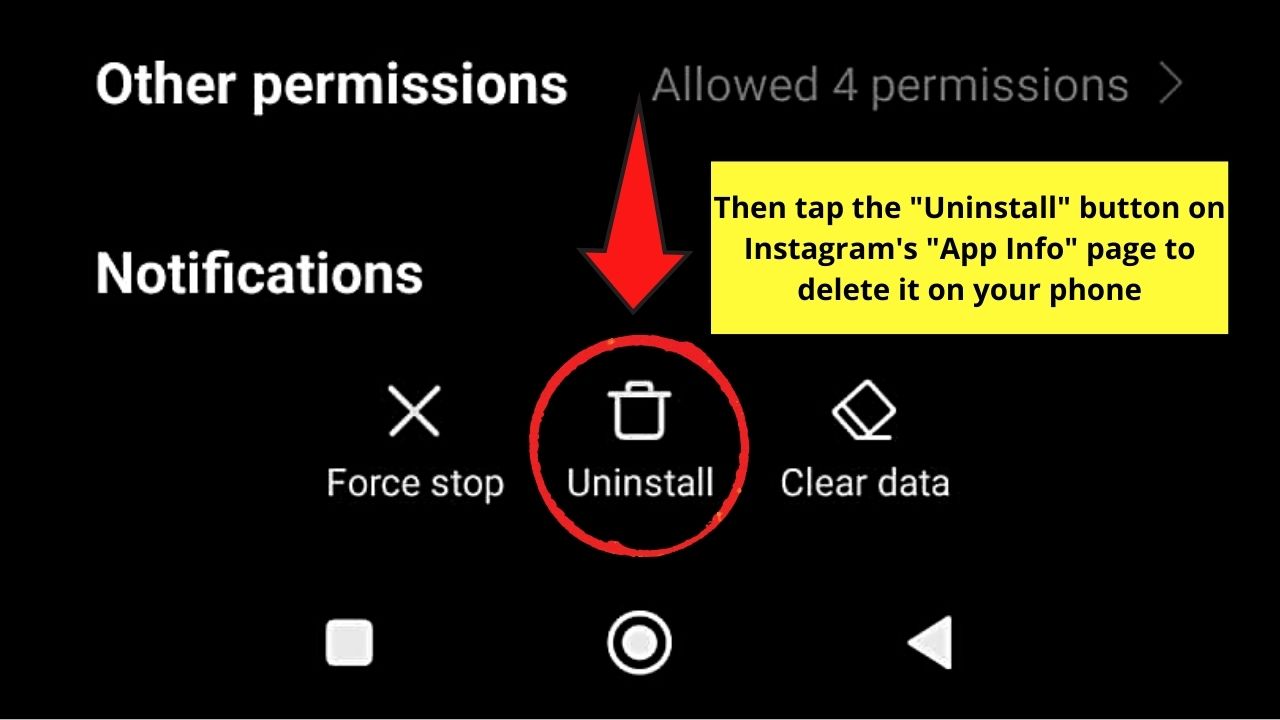 Can't Go Live on Instagram Due to Bug Issues and Fixing It by Uninstalling the IG App (Android) Shortcut Method Step 2