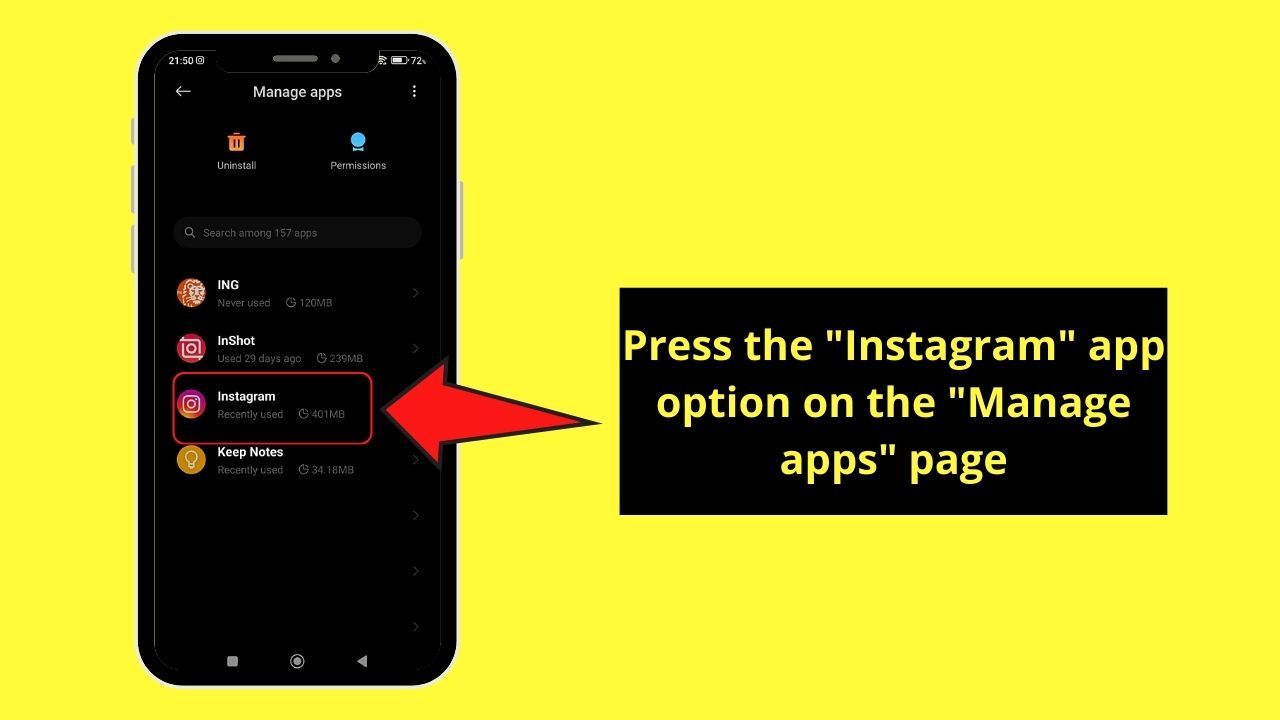 Changing Instagram Location Permission to Use Instagram Filters (Android) Step 4