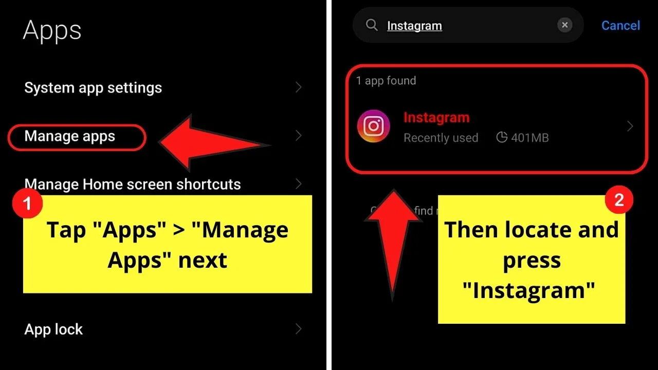 Clearing the Cache to Fix Challenge Required Error on Instagram (Android) Step 2