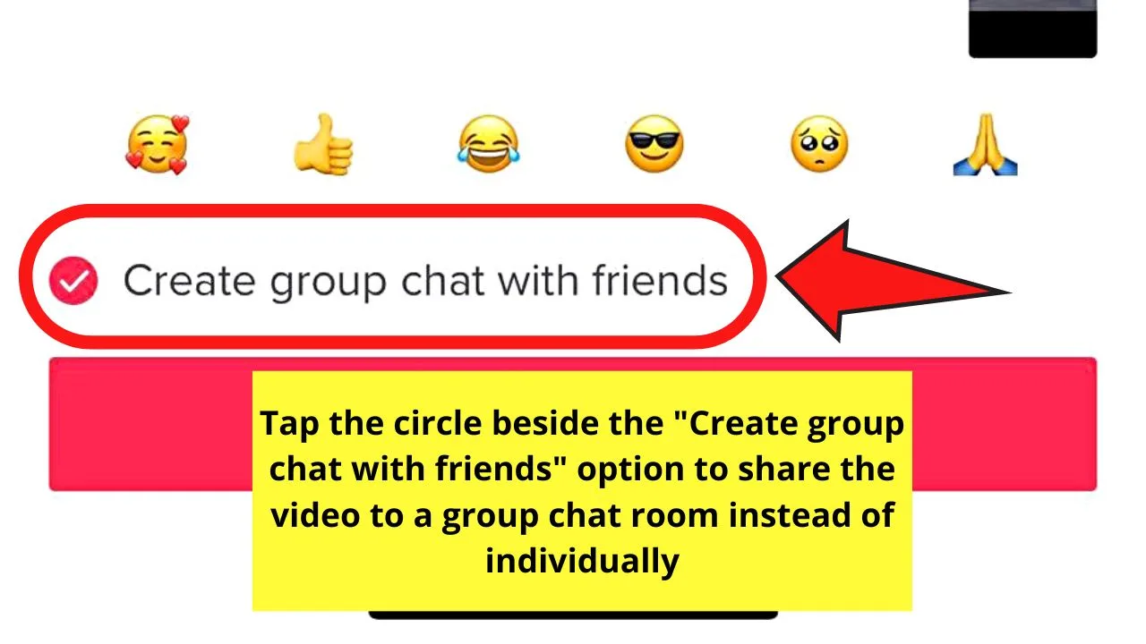 Creating a Group Chat on TikTok by Sharing a Video Step 3