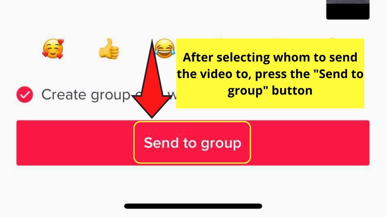 Creating a Group Chat on TikTok by Sharing a Video Step 4