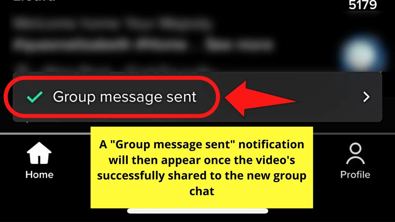 Creating a Group Chat on TikTok by Sharing a Video Step 4