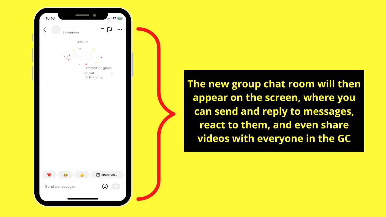 Creating a Group Chat on TikTok on Inbox Step 4.2