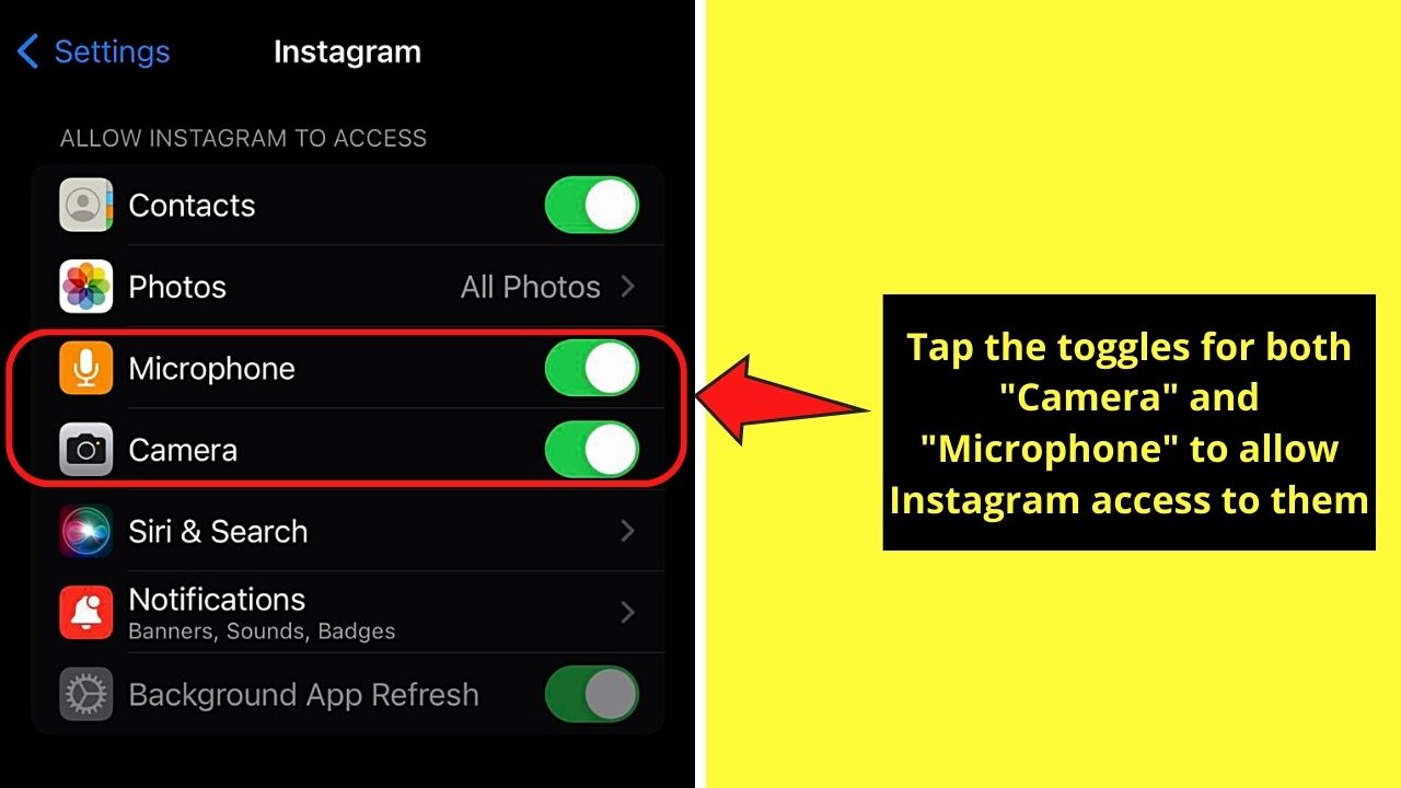Grant Camera Access to Go Live on Instagram (iOS) Step 3