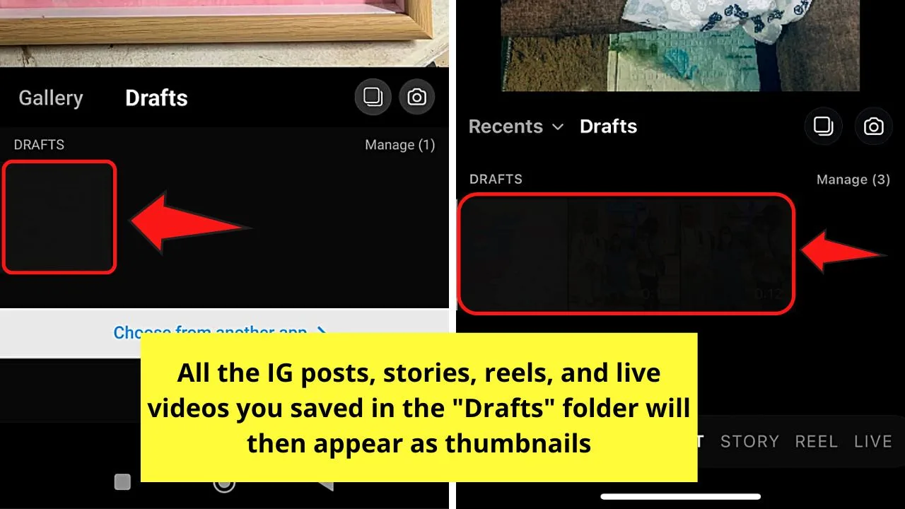 How to Access Drafts on Instagram Step 3