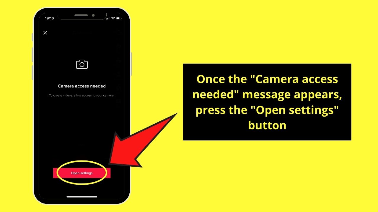 How to Allow Camera Access on TikTok iPhone Within the TikTok App Step 3