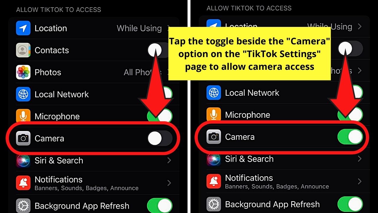 How to Allow Camera Access on TikTok iPhone Within the TikTok App Step 4
