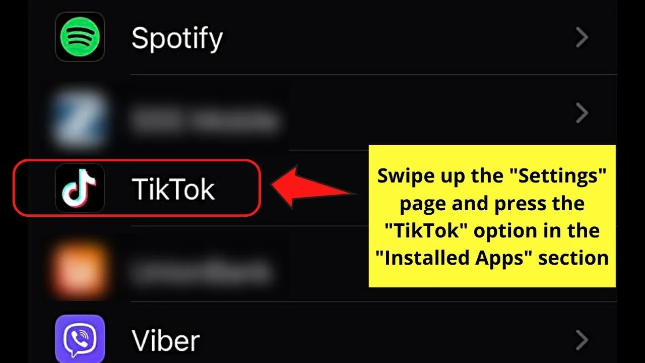 How to Allow Camera Access on TikTok iPhone from the Settings App Step 2