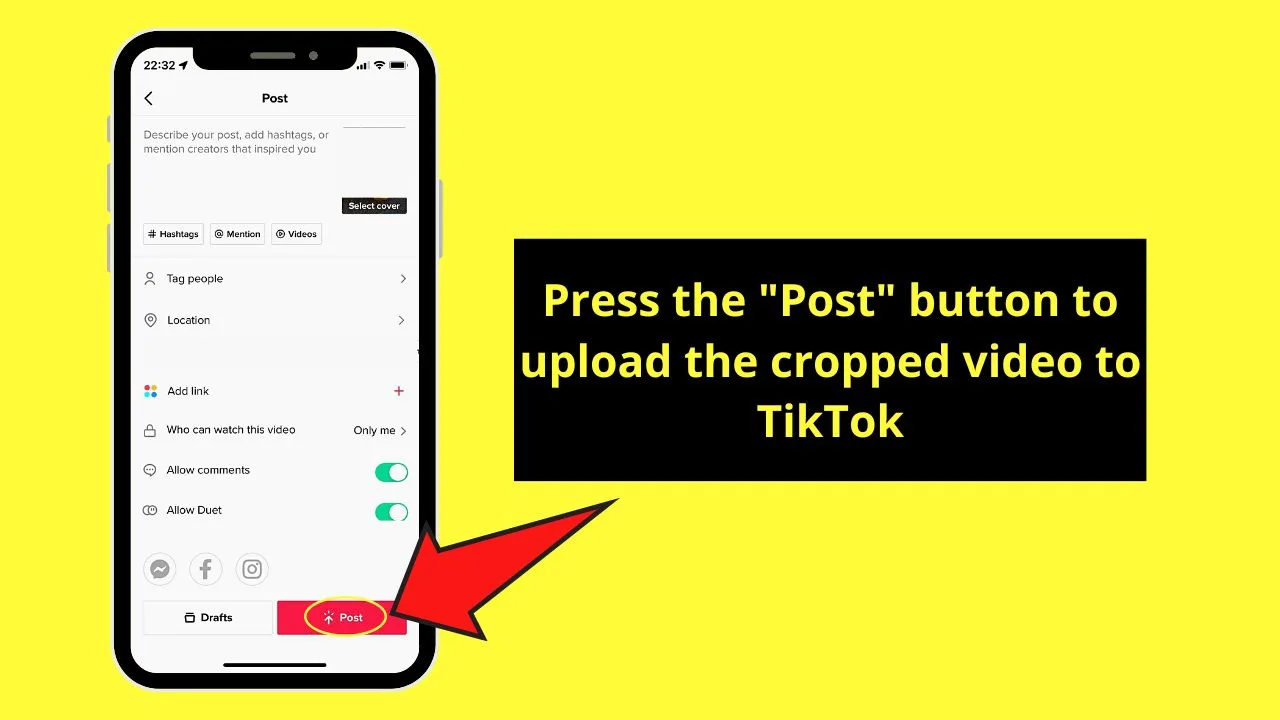 How to Crop a Video on Tiktok Using Built-in Editor on your Phone (iOS) Step 15
