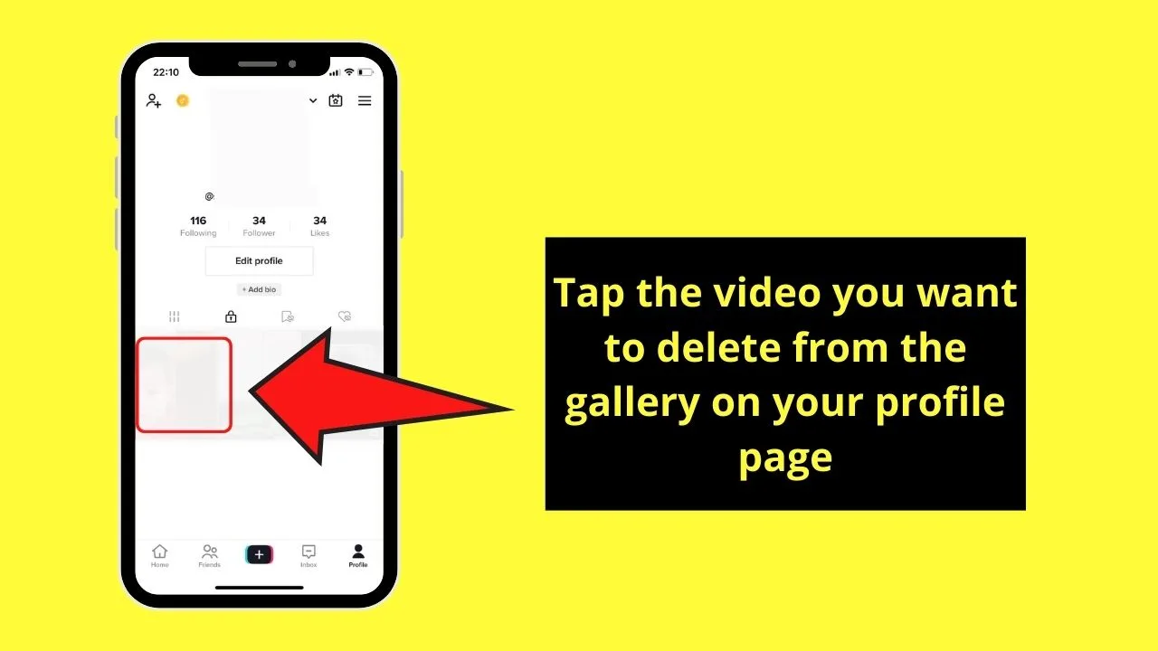 How to Delete a Video on Tiktok Step 2