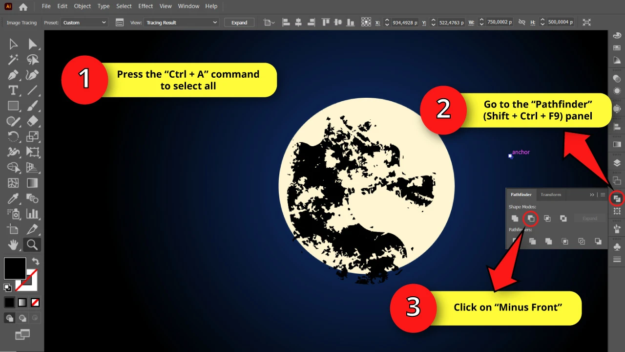 How to Draw a Moon in Illustrator Step 18