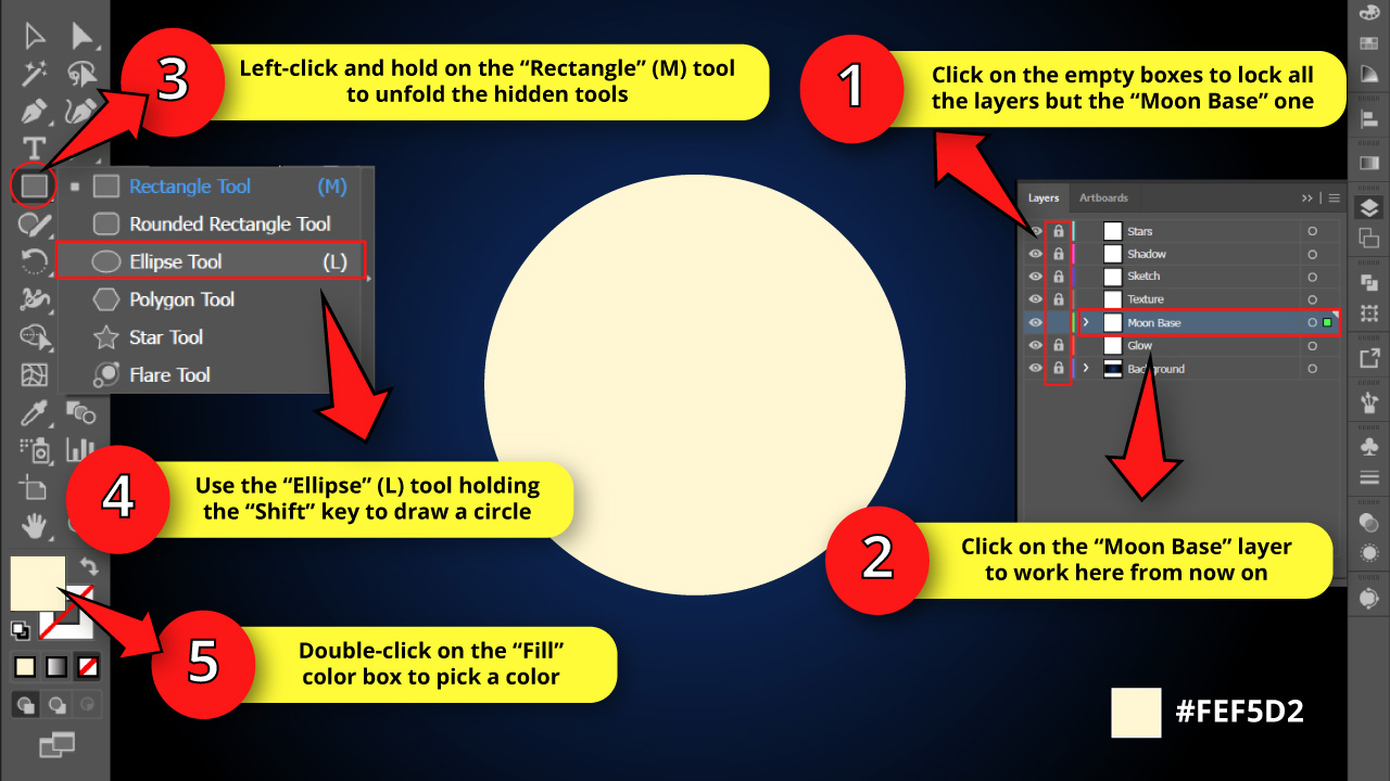 How to Draw a Moon in Illustrator Step 7