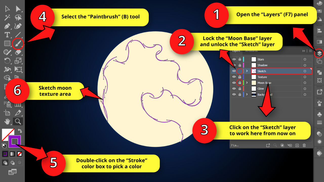 How to Draw a Moon in Illustrator Step 8