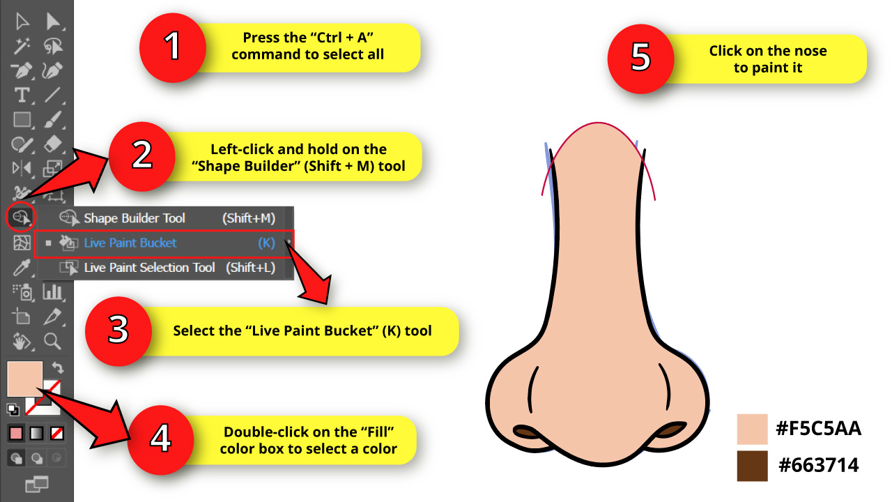How to Draw a Nose in Front View in Illustrator Step 13