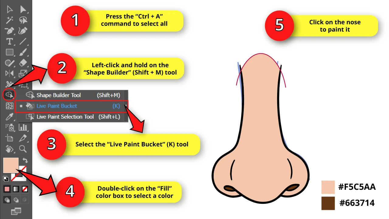 How to Draw a Nose in Front View in Illustrator Step 13