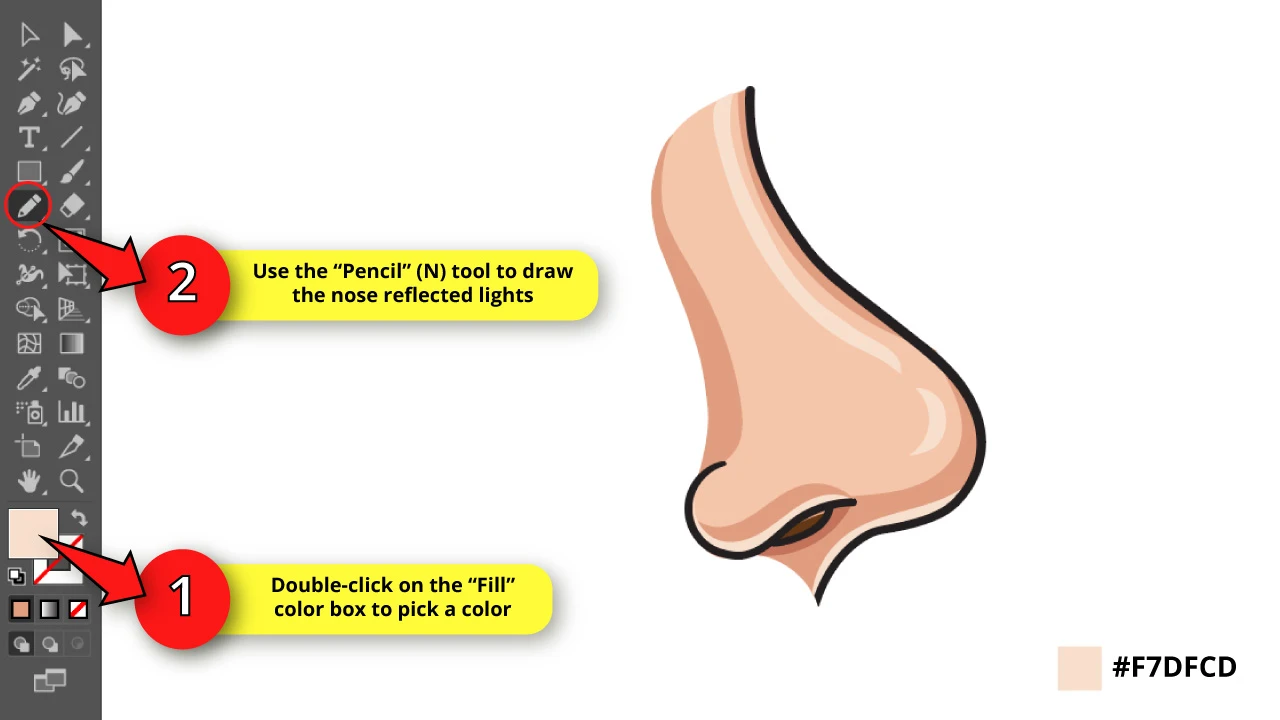 How to Draw a Nose in Side View in Illustrator Step 14