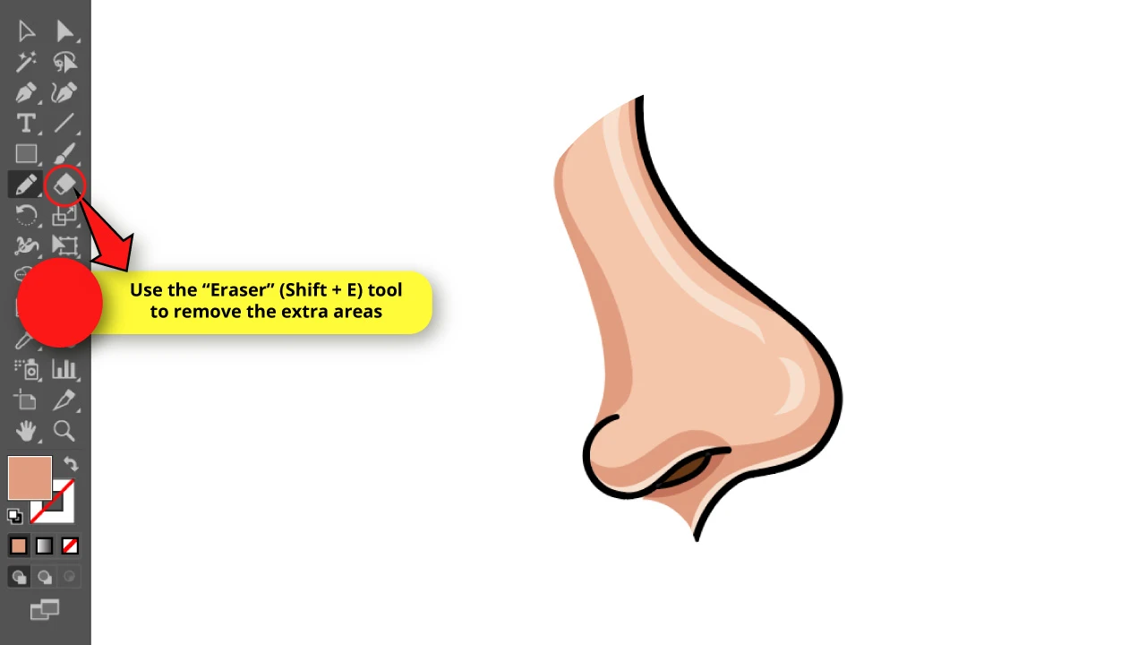 How to Draw a Nose in Side View in Illustrator Step 15