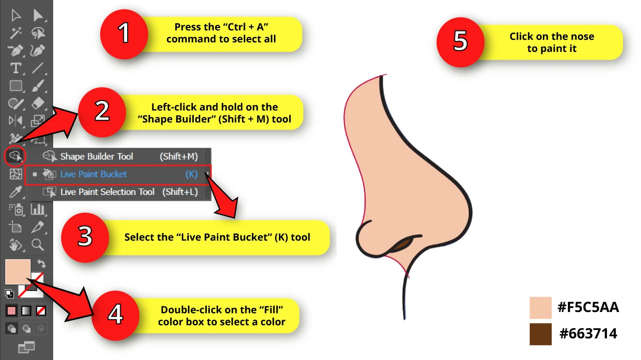 How to Draw a Nose in Side View in Illustrator Step 8