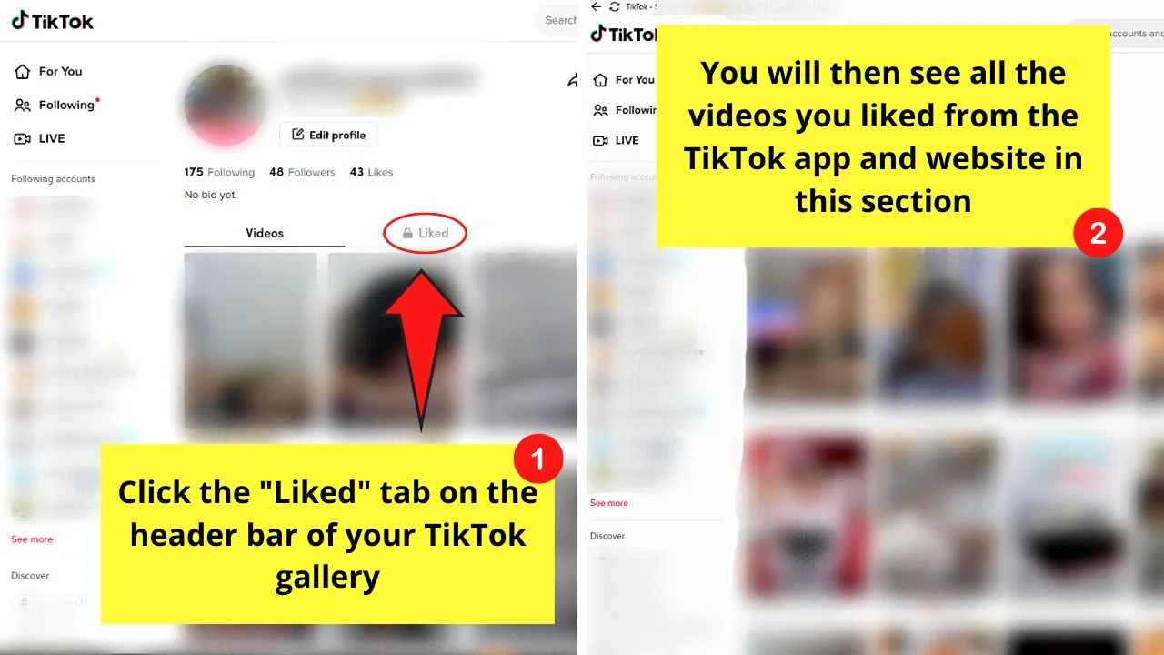 How to Find Liked Videos Instead of Saved Videos on TikTok Website Step 2