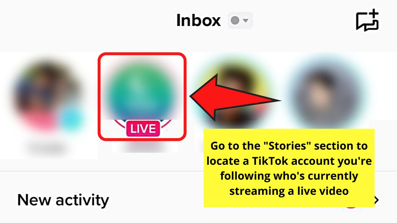 How to Find Live Videos on TikTok iPhone by Tapping the Inbox Icon Step 3