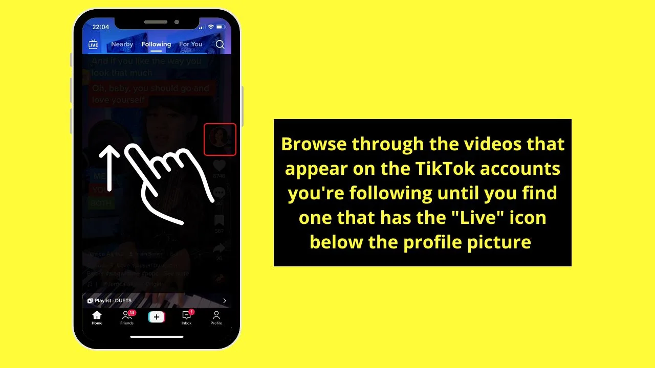 How to Find Live Videos on TikTok iPhone through the Following Tab Step 2