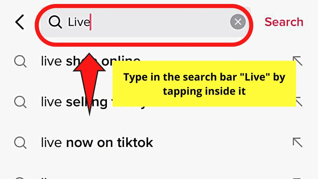 How to Find Live Videos on TikTok iPhone through the Search Function Step 2
