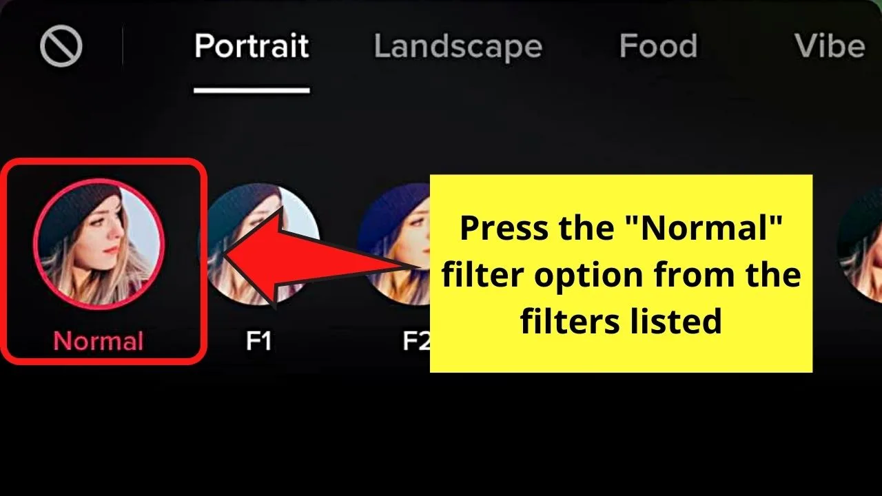 How to Remove a TikTok Filter by Using the Normal Filter Step 4