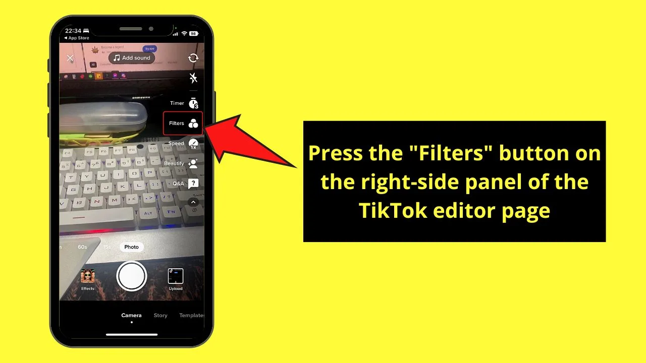 How to Remove a Tiktok Filter by Tapping the No Filter Icon Step 1