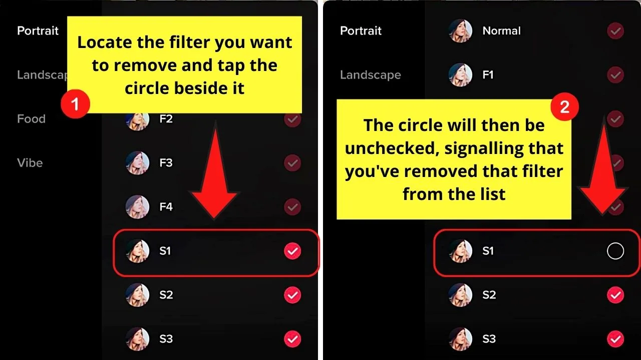 How to Remove a Tiktok Filter from the Filters Menu Step 4