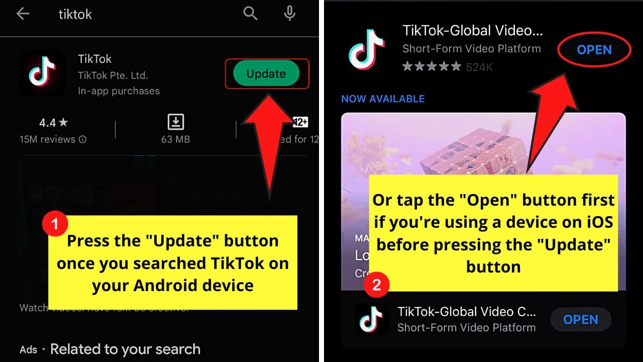 How to Repost on Tiktok by Updating the TikTok App Step 2