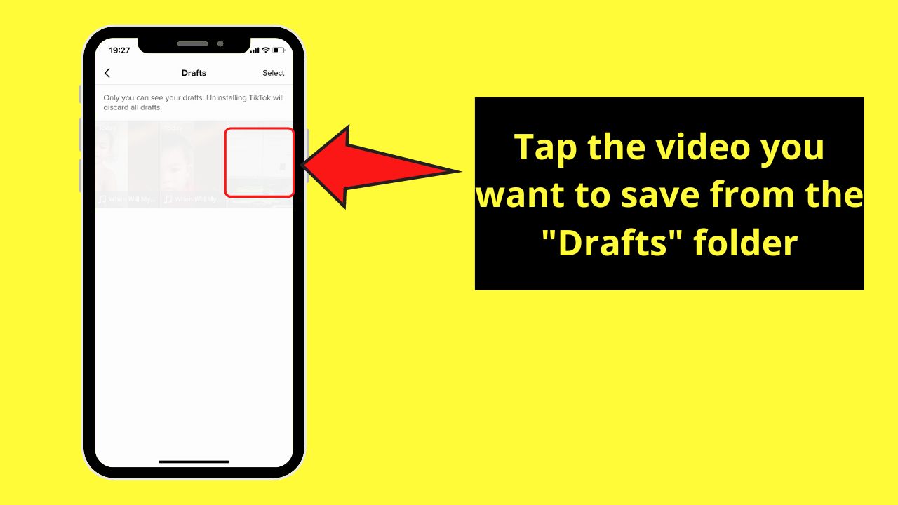 How to Save a Tiktok Draft to the Camera Roll Step 3