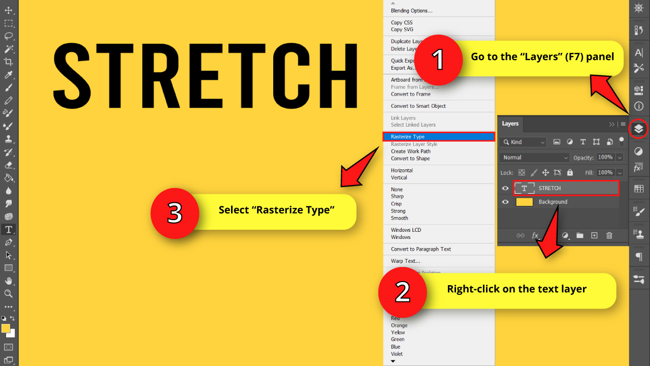 How to Stretch Text Using the Puppet Warp Tool in Photoshop Step 1