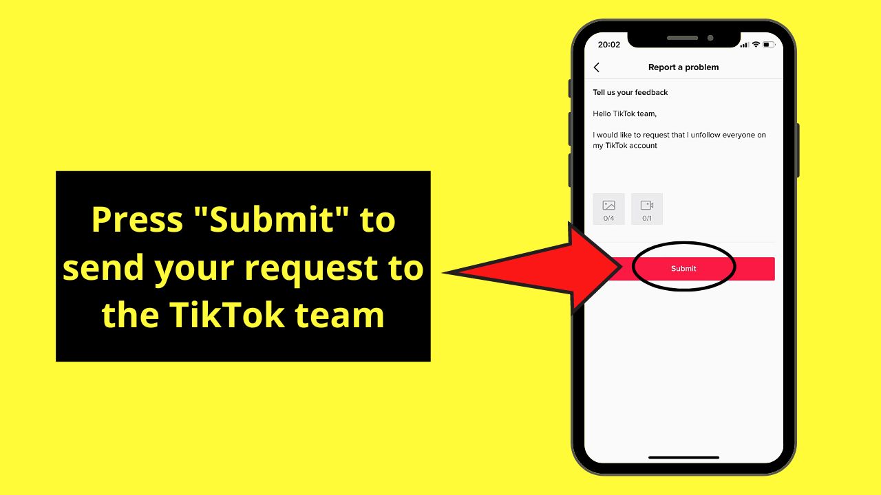 How to Unfollow Everyone on Tiktok by Submitting a Report Step 8