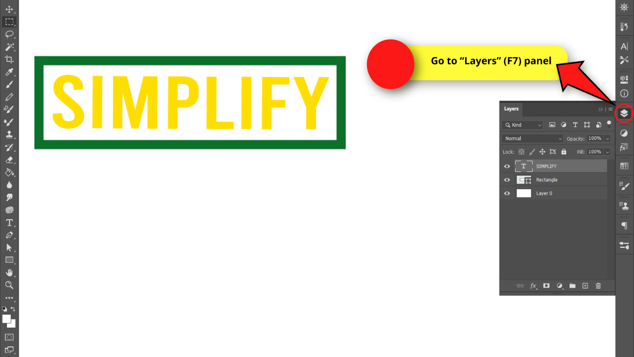 Simplifying a Layer Using the Layers (F7) Panel in Photoshop Step 1