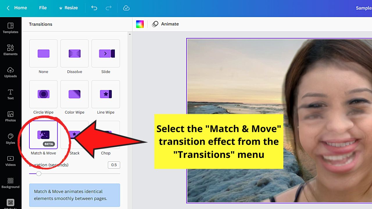 Adding New Slide Transition Effects on Updated Canva Videos Step 3