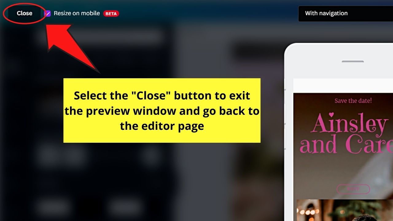 Availability of 3 Device Options for the Preview Button on Canva Websites Step 3