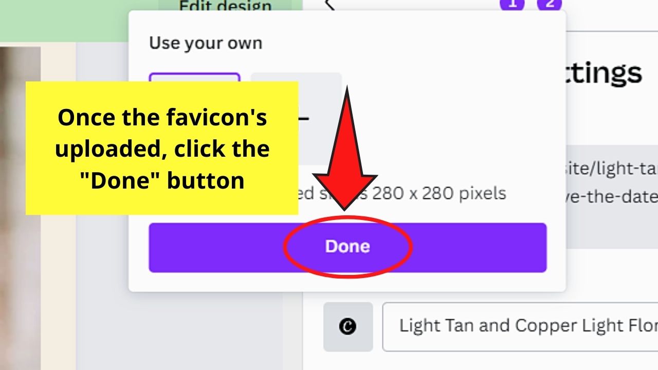 Easy Personalization of Canva Websites by Uploading Favicon Step 2