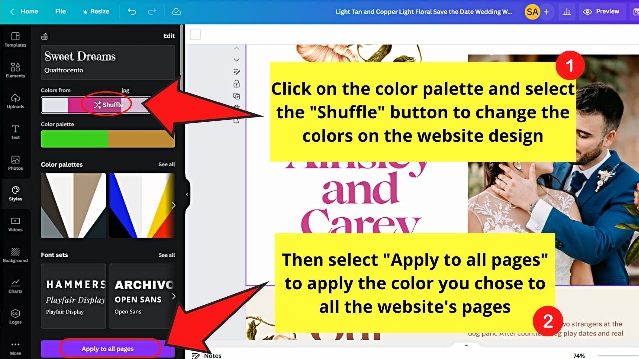 Easy Personalization of Canva Websites by Using Brand Kits Step 3