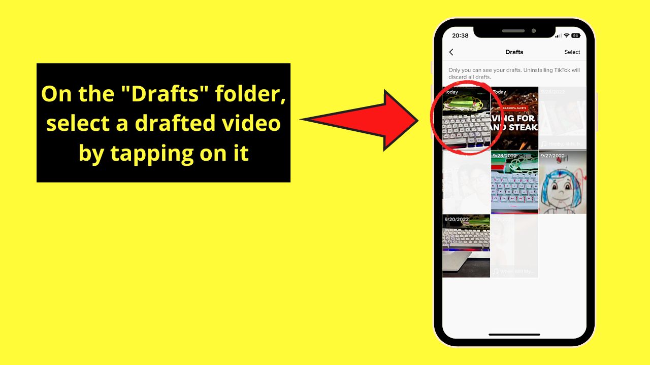 How to Combine Draft Videos on TikTok Step 3