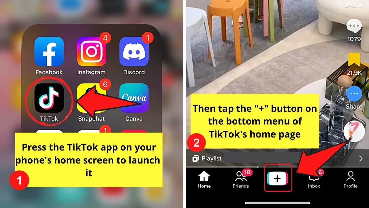 How to Combine Videos on TikTok Step 1