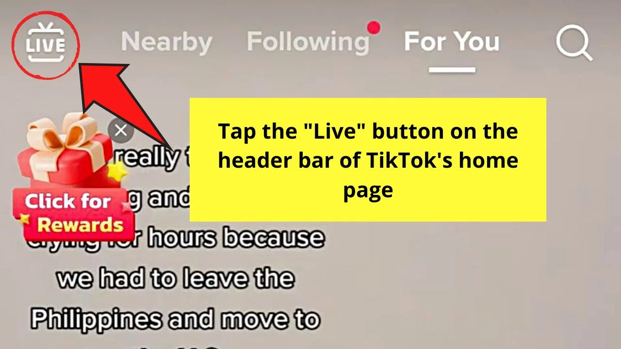 How to Hide Chat on TikTok Live as a Viewer by Pressing the Share Button Step 1