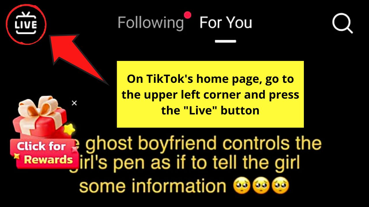 How to Hide Chat on TikTok Live as a Viewer by Swiping Away to the Side Step 1