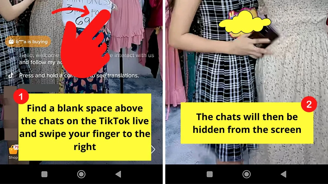 How to Hide Chat on TikTok Live as a Viewer by Swiping Away to the Side Step 3