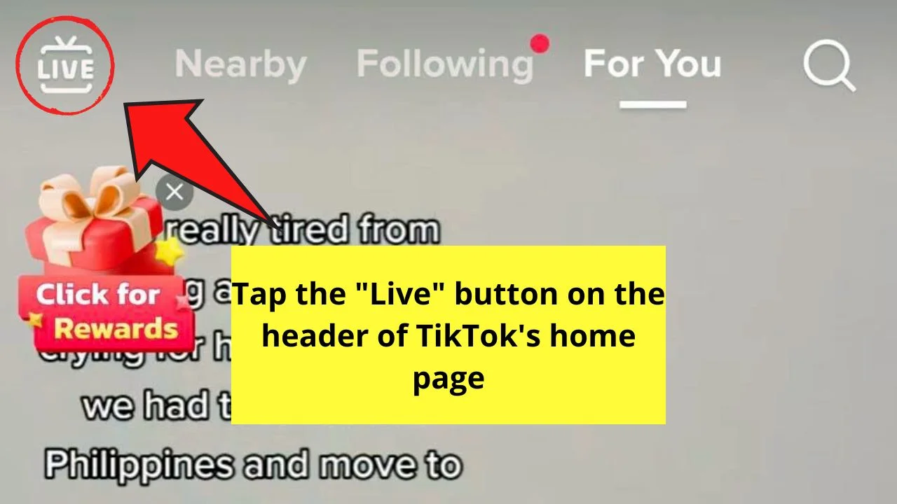 How to Hide Chat on TikTok Live as a Viewer by Tapping the Clear Display Button Step 1