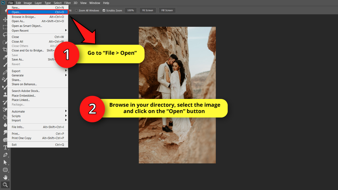 How to Turn the Background Black in Photoshop Step 1