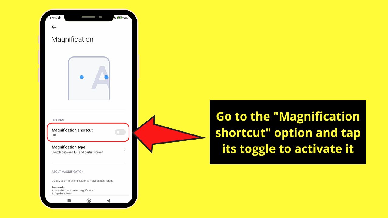 How to Zoom in on Instagram Android by Activating Magnification Feature Step 6.1