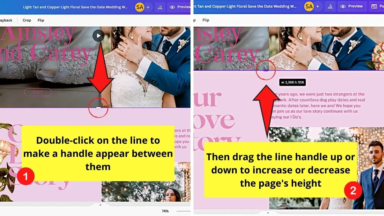 Single Scrolling Page on Canva Websites Step 2