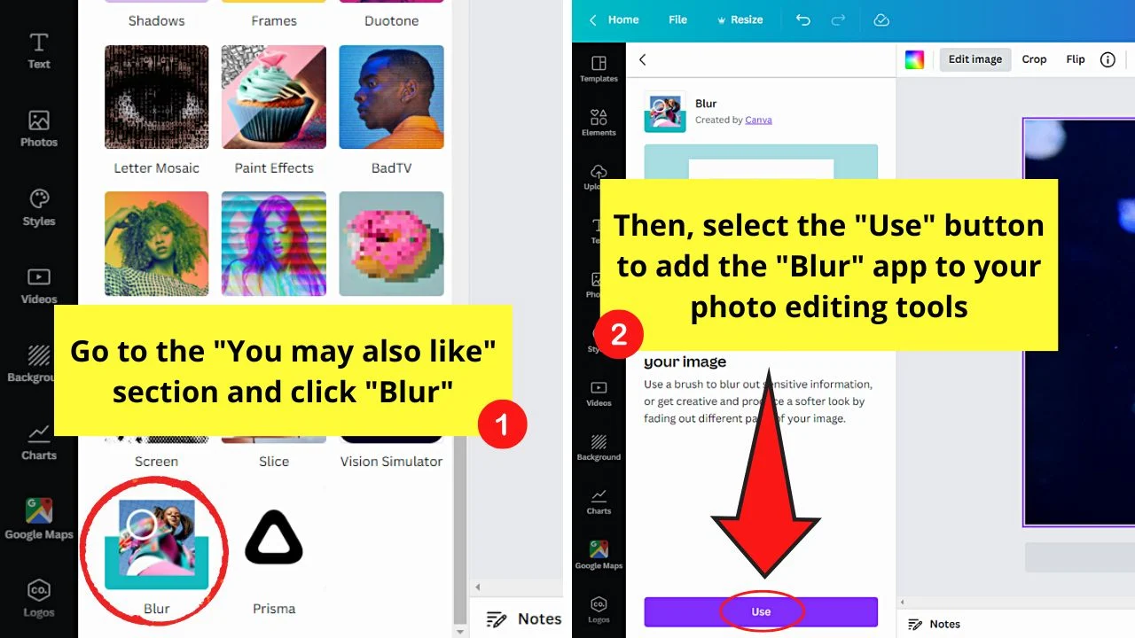 How to Blur The Edges of a Photo in Canva by Adding the Blur App Step 2