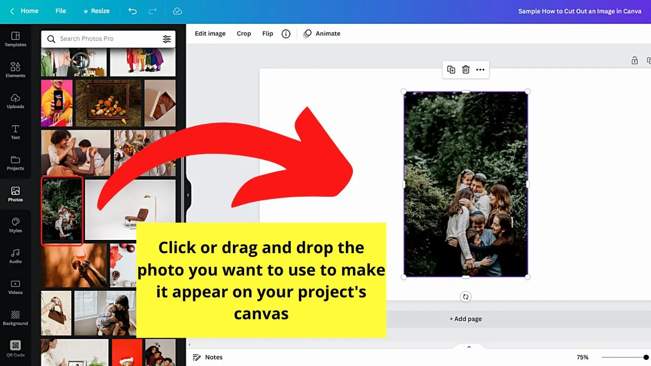 How to Cut Out an Image in Canva Step 1