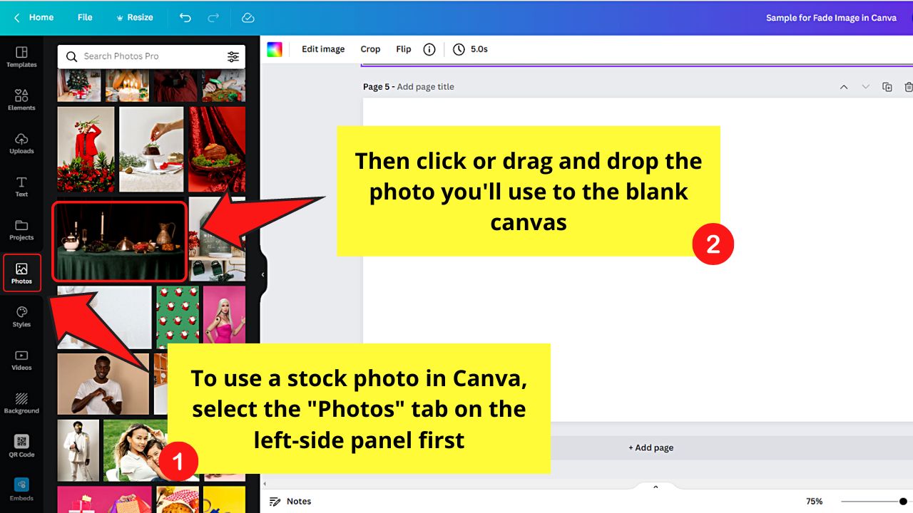 How to Fade an Image in Canva by Using the Fade Slider in Adjust Settings Step 1.2